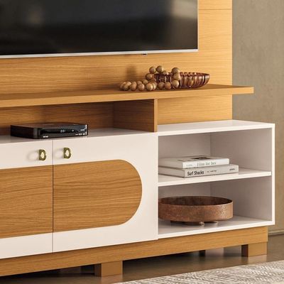 Estante Painel Para Tv 60 Pol 160cm Mafra B01 Cinamomo Off White - Lyam Decor