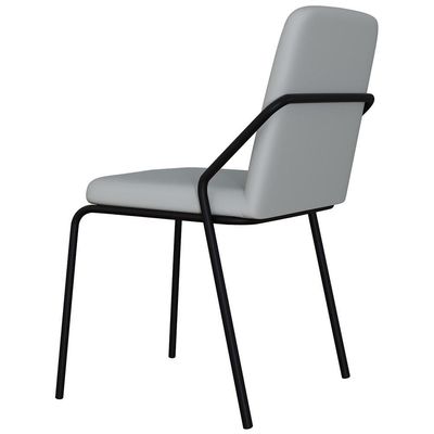 Kit 05 Cadeiras Estofada Para Sala De Jantar Loft Preto C01 Courino Saturno Off White - Lyam Decor