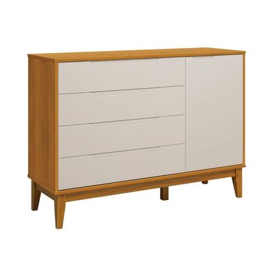 Comoda Sapateira Elfe Classic 1 Porta 4 Gavetas Areia Fosco Com Savana - Moveisaqui