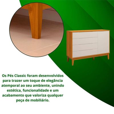 Comoda Sapateira Elfe Classic 1 Porta 4 Gavetas Areia Fosco Com Savana - Moveisaqui