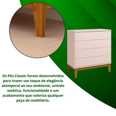 Comoda Gaveteira Elfe Classic 4 Gavetas Rosa Fosco - Moveisaqui