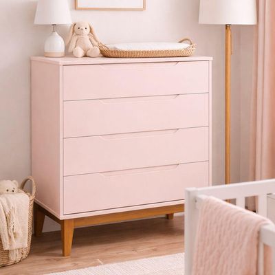 Comoda Gaveteira Elfe Classic 4 Gavetas Rosa Fosco - Moveisaqui