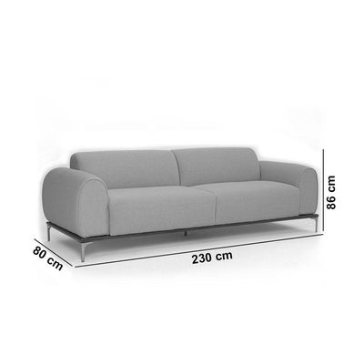 Sofá 3 Lugares Tóquio D07 230cm Linho Cinza Granizo - D'rossi