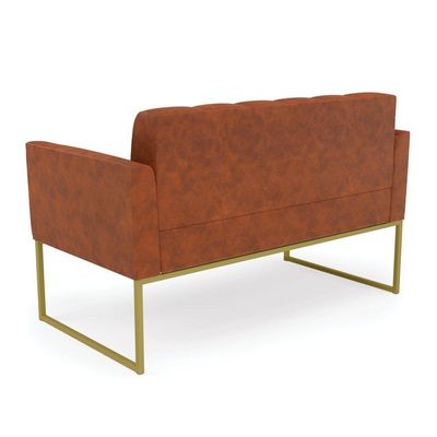 Sofá Namoradeira Elisa Corano Nozes Base Metálica Industrial Dourado - D'rossi