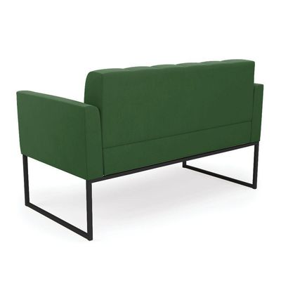 Kit 1 Sofá Namoradeira E 1 Poltrona Elisa Suede Base Metálica Industrial Preto - D'rossi Cor Verde