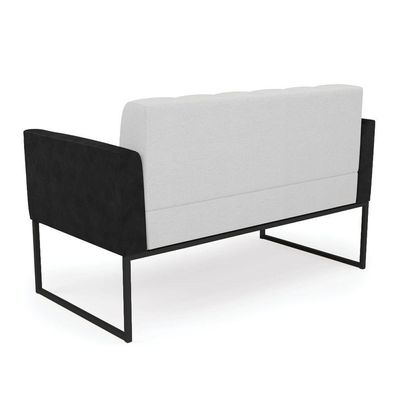 Sofá Namoradeira E Poltrona Base Industrial Preto Elisa Preto-linho Cinza A05 D03 - D'rossi