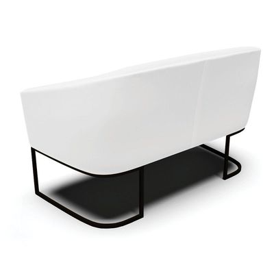 Sofá Namoradeira 2 Lugares Base Industrial Preto Stella Corino D03 - D'rossi Cor Branco