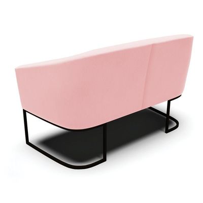 Sofá Namoradeira 2 Lugares Base Industrial Preto Stella Suede D03 - D'rossi Cor Rosa Bebê