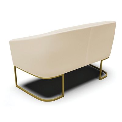 Sofá Namoradeira 2 Lugares Base Industrial Dourado Stella Corino Bege D03 - D'rossi