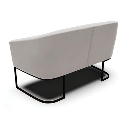 Sofá Namoradeira E Poltrona Base Industrial Preto Stella Veludo D03 - D'rossi Cor Cinza