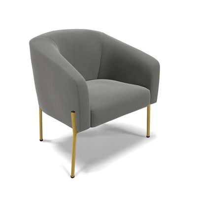 Sofá Namoradeira E 2 Poltronas Pé De Ferro Dourado Stella Suede D03 - D'rossi Cor Grafite