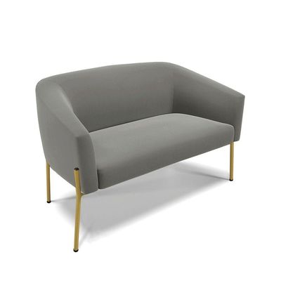 Sofá Namoradeira E 2 Poltronas Pé De Ferro Dourado Stella Suede D03 - D'rossi Cor Grafite