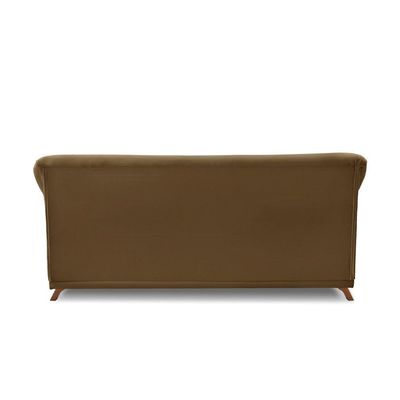 Sofá 3 Lugares Pé De Madeira Julieta 220 Cm Suede Caramelo S04 - D'rossi