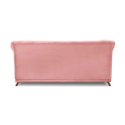 Sofá 3 Lugares Pé De Madeira Julieta 220 Cm Veludo Rosa S04 - D'rossi