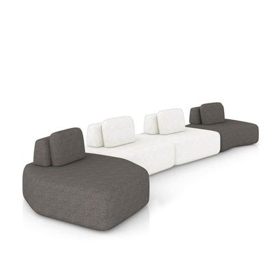 Sofá 4 Lugares Orgânico Com Chaise E 3 Módulos Berlim Bouclê Grafite-off White K01 - D'rossi