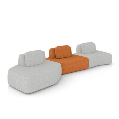 Sofá 3 Lugares Orgânico Com Chaise E 2 Módulos Berlim Bouclê Cz K01 - D'rossi Cinza Claro-caramelo