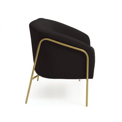 Sofá 2 Lugares Namoradeira Stella Base Industrial Alta Dourada Suede D03 - D'rossi Preto