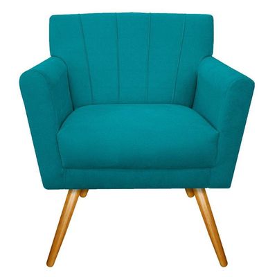 Kit Diva Recamier Vanessa 140Cm Lado Esquerdo E 02 Poltronas Laura Suede Cor Azulturquesa