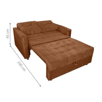 Sofá Cama Para Sala De Estar Remy Veludo Ferrugem