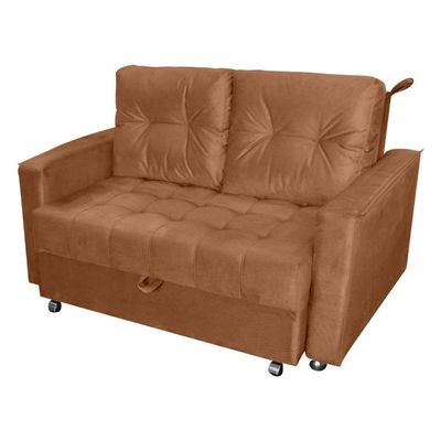Sofá Cama Para Sala De Estar Remy Veludo Ferrugem