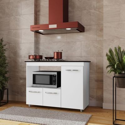 Armário Balcão Para Cooktop Com Nicho Forno Branco