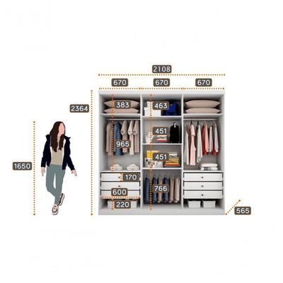 Guarda Roupa Casal 6 Portas 6 Gavetas - New Vértice-branco - Móveis Novo Horizonte
