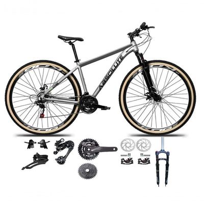 Bicicleta Aro 29 Absolute Nero 5 Kit 2x9 Gta Sunrun K7 Freio A Disco Garfo Com Trava Cinza 17