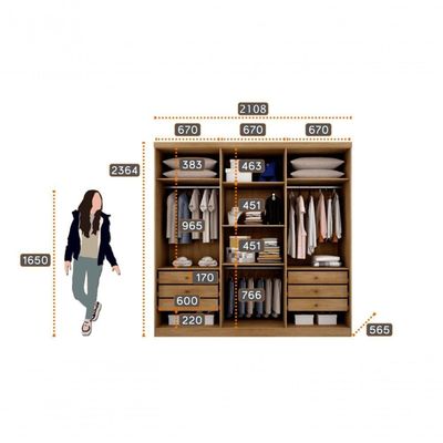 Guarda Roupa Casal 6 Portas 6 Gav - Messina - Novo Horizonte