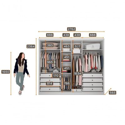 Guarda Roupa Casal 100% Mdf 6 Portas 8 Gavetas - Robust -branco - Móveis Novo Horizonte