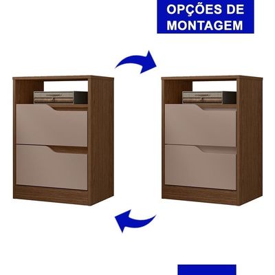 Mesa De Cabeceira Sole 2 Gavetas Flex Nogueira-capuccino - Móveis Albatroz