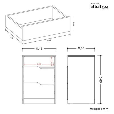 Mesa De Cabeceira Sole 2 Gavetas Flex Nogueira-capuccino - Móveis Albatroz
