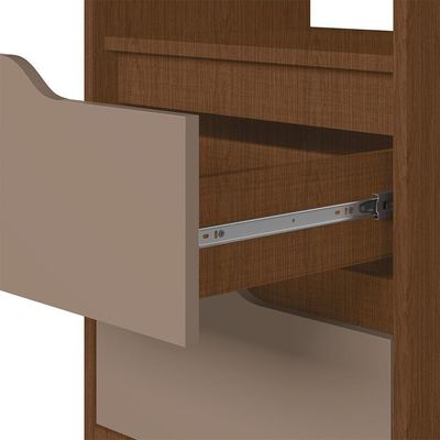 Mesa De Cabeceira Sole 2 Gavetas Flex Nogueira-capuccino - Móveis Albatroz