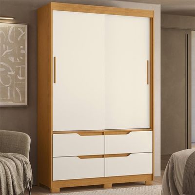 Guarda Roupa Solteiro Sole 2 Portas E 4 Gavetas Cinamomo-off White - Móveis Albatroz Cinamomo-off White