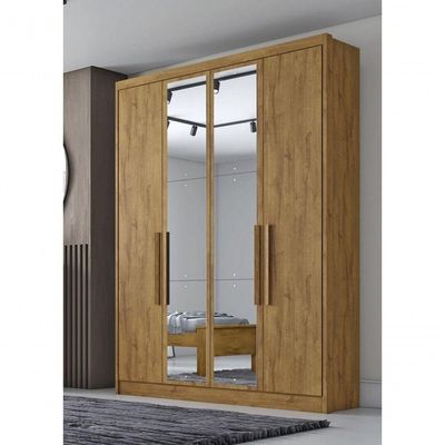 Guarda Roupa Solteiro Com Espelho 4 Portas 3 Gavetas - Sevilha-cumaru - Móveis Horizonte