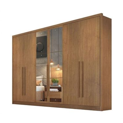 Guarda Roupa Casal Com Espelho 6 Portas 8 Gavetas - Robust -cumaru - Móveis Horizonte