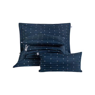 Kit Cobre Leito King + Almofada 5 Peças Bordado Urbany Hipercal 400 Fios 100% Poliéster - Azul Marinho