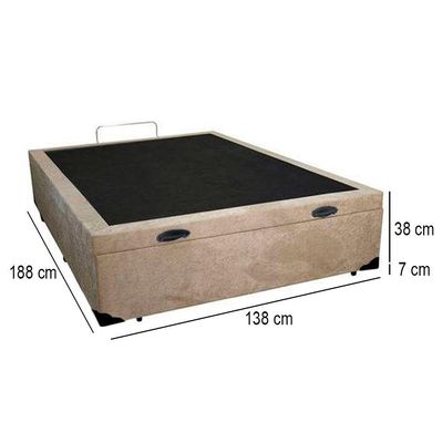 Cama Box Baú Casal Suede Mega Cama Bege 138x188x45cm