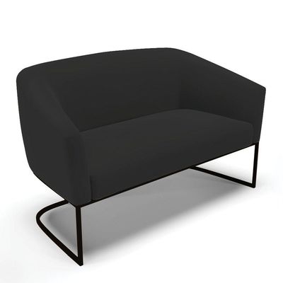 Sofá Namoradeira 2 Lugares Base Industrial Preto Stella Veludo Preto D03 - D'rossi