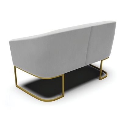 Sofá Namoradeira 2 Lugares Base Industrial Dourado Stella Suede Cinza D03 - D'rossi