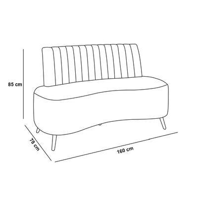 Sofá 2 Lugares Living 160cm Pé Palito Maraú Sintético Pu Marrom K01 - D'rossi