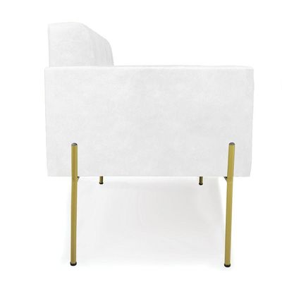 Sofá Namoradeira 2 Lugares Pé De Ferro Dourado Elisa Corano D03 - D'rossi Cor Branco