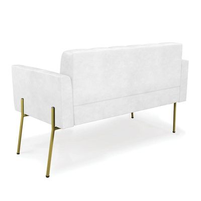 Sofá Namoradeira 2 Lugares Pé De Ferro Dourado Elisa Corano D03 - D'rossi Cor Branco