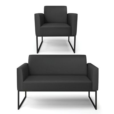Sofá Namoradeira Com Poltrona Base Industrial Preto Marisa Corino Preto D03 - D'rossi