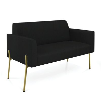 Sofá Namoradeira 2 Lugares Pé De Ferro Dourado Marisa Linho D03 Preto