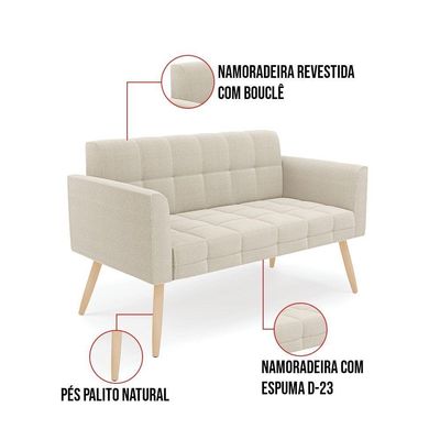 Namoradeira E Poltrona Pé Palito Natural Elisa Bouclê D03 - D?rossi Cor Bege