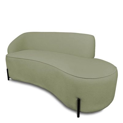 Sofá 4 Lugares Orgânico 220cm Pé Ferro Preto Morgan Bouclê Pistache D03 - D'rossi