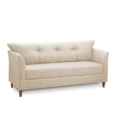 Sofá 3 Lugares Living Para Sala Leblon 180cm Linho E03 - D'rossi Cor Bege