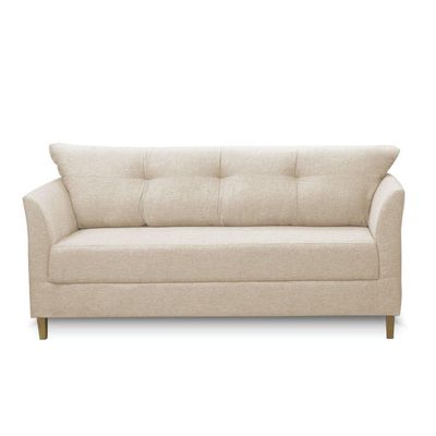 Sofá 3 Lugares Living Para Sala Leblon 180cm Linho E03 - D'rossi Cor Bege