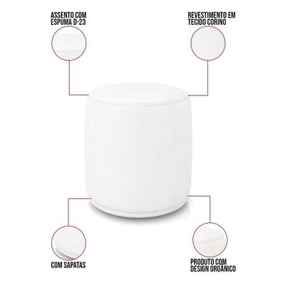 Sofá Namoradeira Com Poltrona E Puff Orgânico Sala Malu Sintético Branco M11 - D'rossi