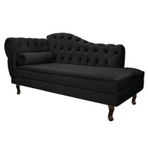 Recamier Diana 185cm Lado Direito Suede Preto - Doce Sonho Móveis
